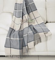 100% Baby alpaca throw soft blue plaid