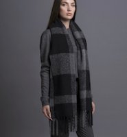 Baby alpaca and Silk chunky plaid extra large scarf