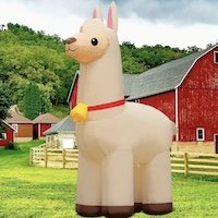 Alpaca self inflating festive decor for holidays with lights