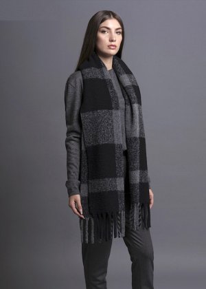 Baby alpaca and Silk chunky plaid extra large scarf